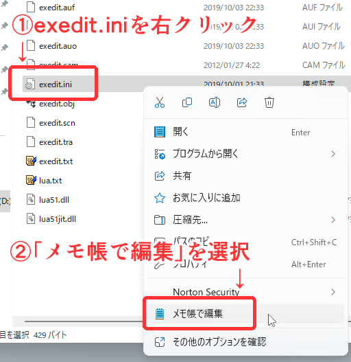 exedit.iniの編集